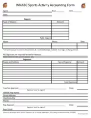 Free Download PDF Books, Sports Activity Accounting Form Template