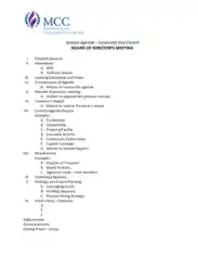 Sample Agenda of Board of Directors Meeting