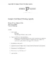 Sample Club Board Meeting Agenda