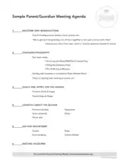 Free Download PDF Books, Sample Parent and Guardian Meeting Agenda