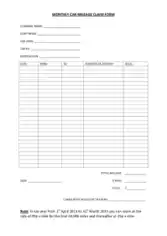 Free Download PDF Books, Monthly Car Mileage Claim Form Template