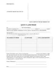 Free Download PDF Books, Basic Quick Claim Deed Template