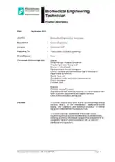 Free Download PDF Books, Biomedical Engineering Technician Job Description Template