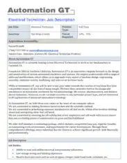 Free Download PDF Books, Electrical Engineering Technician Job Description Template