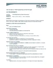Free Download PDF Books, Field Engineering Service Manager Job Description Template