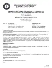 Environmental Assistant Engineer Job Description Template
