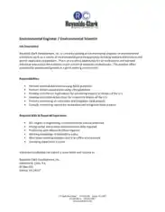 Free Download PDF Books, Generic Environmental Engineer Job Description Template