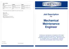 Mechanical Maintenance Engineer Job Description Template