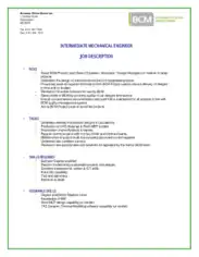 Intermediate Mechanical Engineer Job Description Template