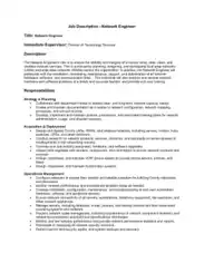 Network Engineer Job Description Template