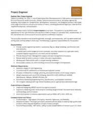 Project Engineer Job Description Responsibilities Format Template