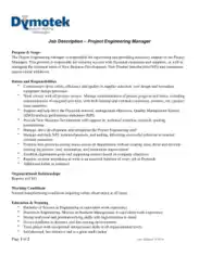 Project Engineer Manager Job Description Template