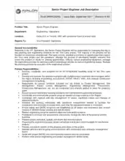 Free Download PDF Books, Senior Project Engineer Job Description Sample Template