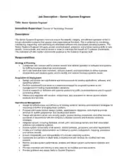 Free Download PDF Books, Sample Senior Systems Engineer Job Description Template