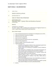 Free Download PDF Books, Senior Logistics Officer Job Description Example Template
