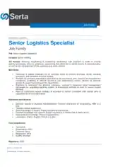 Sample Senior Logistics Specialist Job Description Template