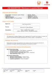 Free Download PDF Books, Logistics And Warehouse Manager Job Description Template