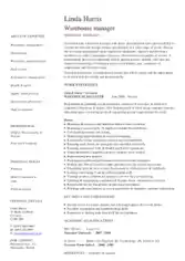 Warehouse Manager Job Description For Resume Template