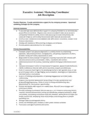 Free Download PDF Books, Executive Assistant Marketing Coordinator Job Description Template