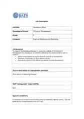 Free Download PDF Books, Marketing Officer Job Description PDF Template