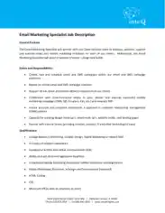 Email Marketing Specialist Job Description PDF Template