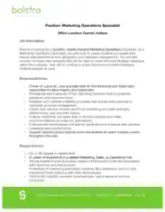 Free Download PDF Books, Marketing Operations Specialist Job Description Template