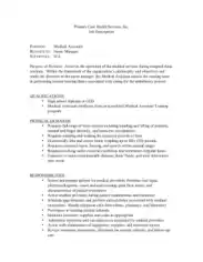 Medical Assistant Job Description for Resume