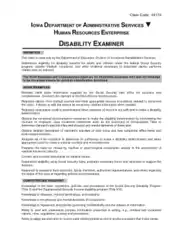 Medical Disability Examiner Job Description in PDF