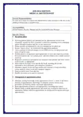 Free Download PDF Books, Medical Receptionist Job Description