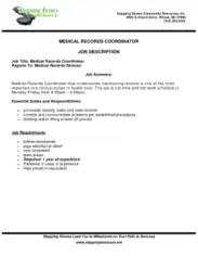 Free Download PDF Books, Medical Records Coordinator Job Description