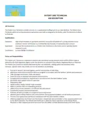 Certified Patient Care Technician Job Description