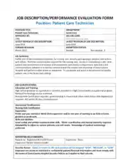 Medical Patient Care Technician Job Description