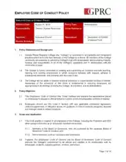Employee Code Of Conduct Policy Sample Template