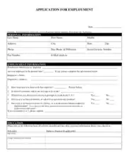 Employment Job Application Form Template