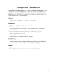 Basic Job Application Letter Checklist Template