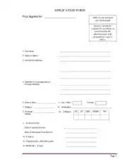 Job Vacancy Application Form Template