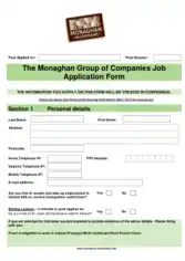 Employment Application Form Sample Template
