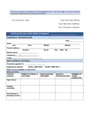Employment Application Form Word Template