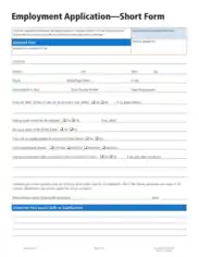 Free Download PDF Books, Employment Application Short Form Template