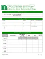 Free Download PDF Books, Enterprise Employment Application Template