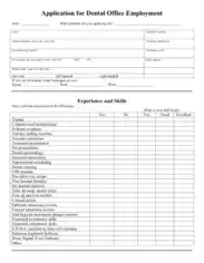 Generic Dental Employment Application Example Template