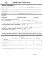 Printable Employment Application Example Template