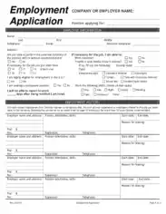 Printable Employment Application Form Template