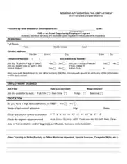 Printable Generic Employment Application Template