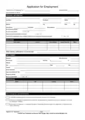 Sample Employee Application Form Template