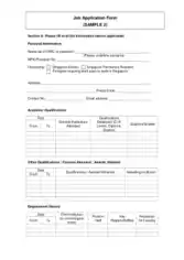 Sample Employment Application Form Sample2 Template