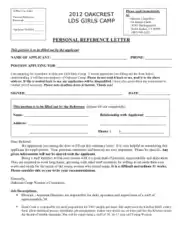 Free Download PDF Books, Personal Reference Letter Template