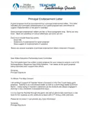 Principal Endorsement Letter Template