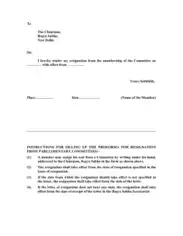 Committee Member Resignation Letter Template