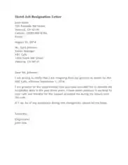 Free Download PDF Books, Hotel Job Resignation Letter Template